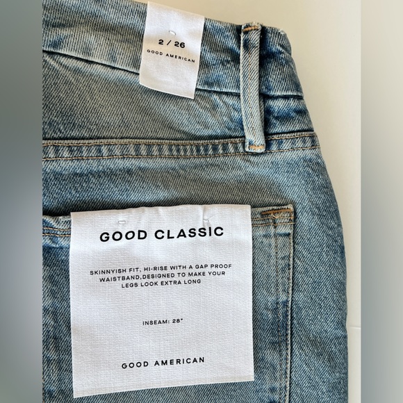 Good American Good Classic High Rise Distressed Jeans, Indigo - Size 26 - Picture 9 of 12